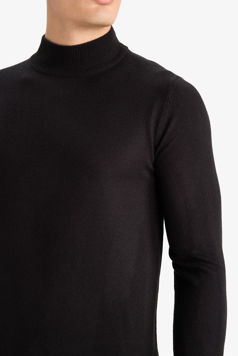 DeFacto Black Man Slim Fit Skinny Basic Knit Pullover Casual - Image 5